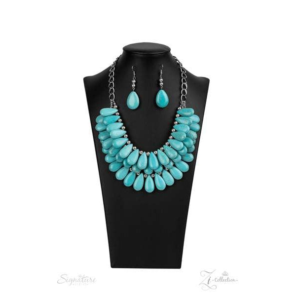 Zi Collection The Amy Turquoise (faux) Necklace Earrings Set