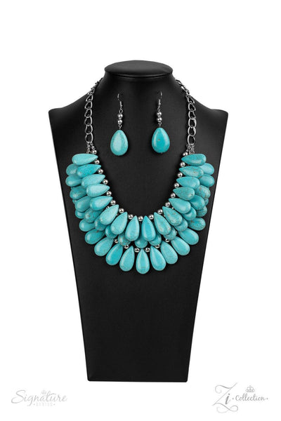 Zi Collection The Amy Turquoise (faux) Necklace & Earrings Set-Necklace-SPARKLE ARMAND