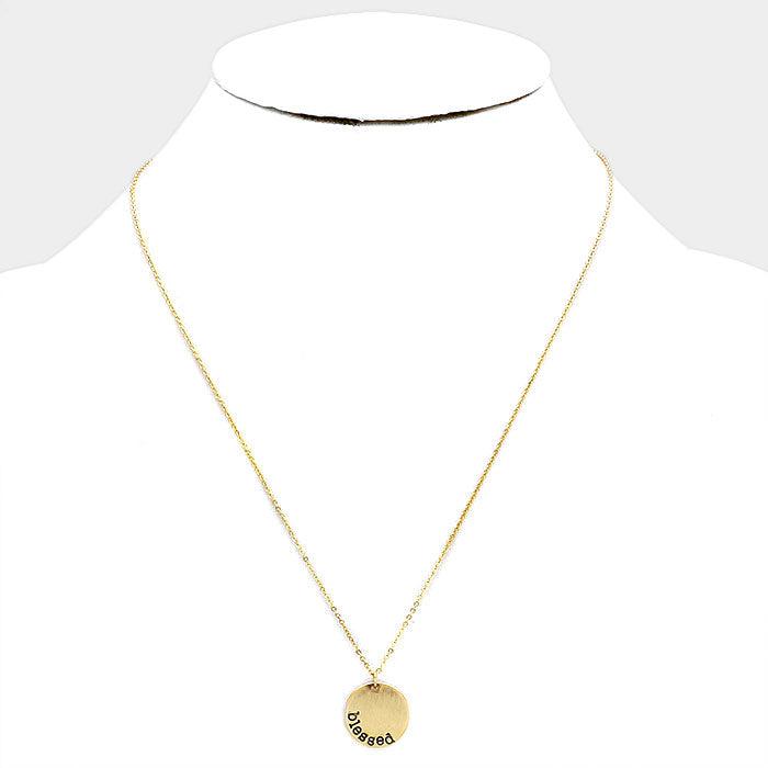 blessed Disc Pendant Necklace Gift Bag Set-Necklace-SPARKLE ARMAND
