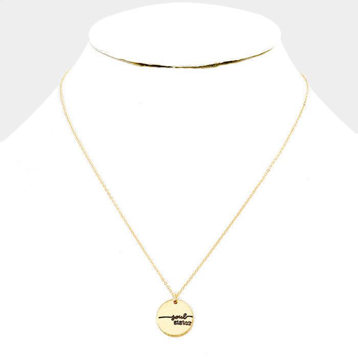 "soul sister" Disc Pendant Necklace Gift Bag Set-Necklace-SPARKLE ARMAND