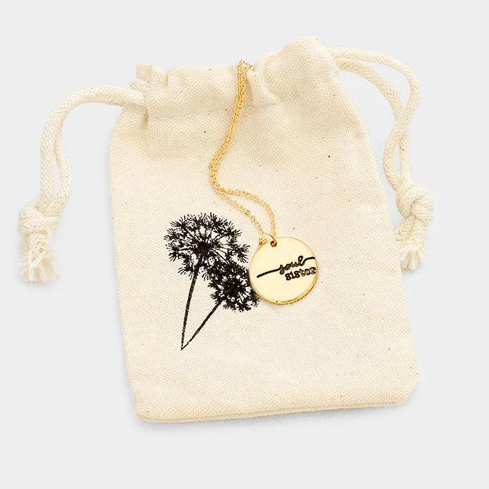 "soul sister" Disc Pendant Necklace Gift Bag Set-Necklace-SPARKLE ARMAND